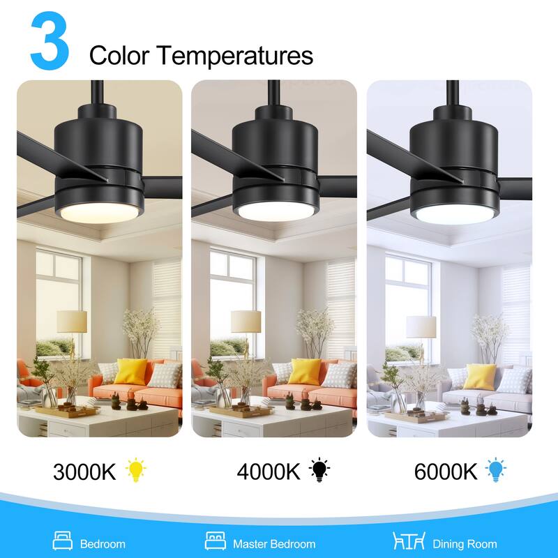 52-In LED Black/White/Gold Ceiling Fan with Light and Remote Control