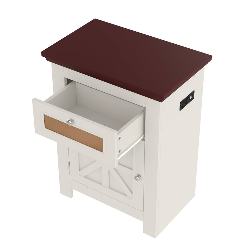 Anmytek Farmhouse 10-20 Gallon Aquarium Tank Stand with Power Outlets, Adjustable Shelves and Storage Cabinet