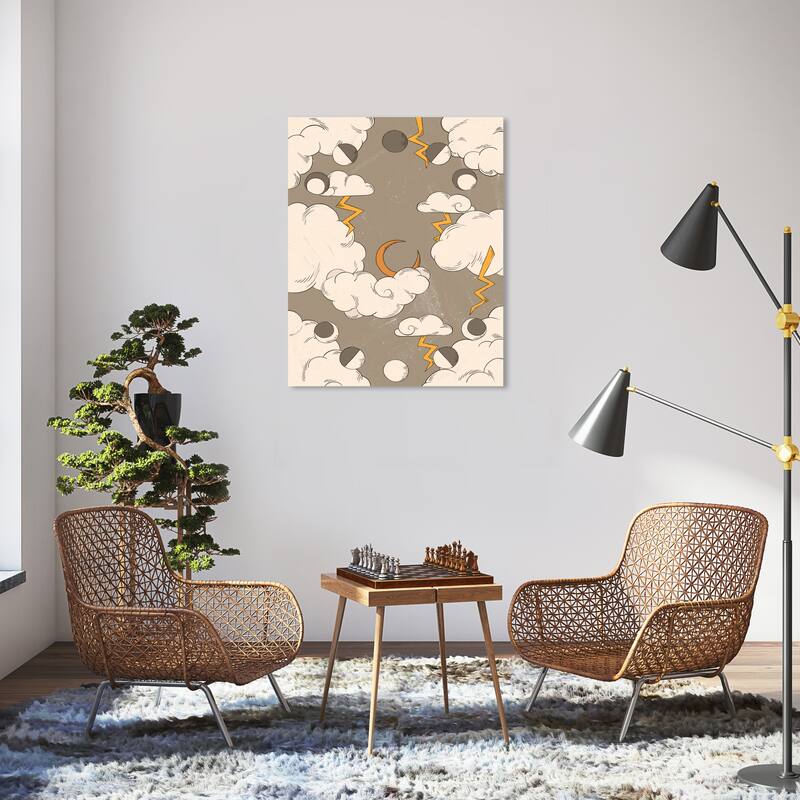 Wynwood Studio Canvas Astronomy and Space Lightning in the Night Gray Wall Art Canvas Print - 30 x 36