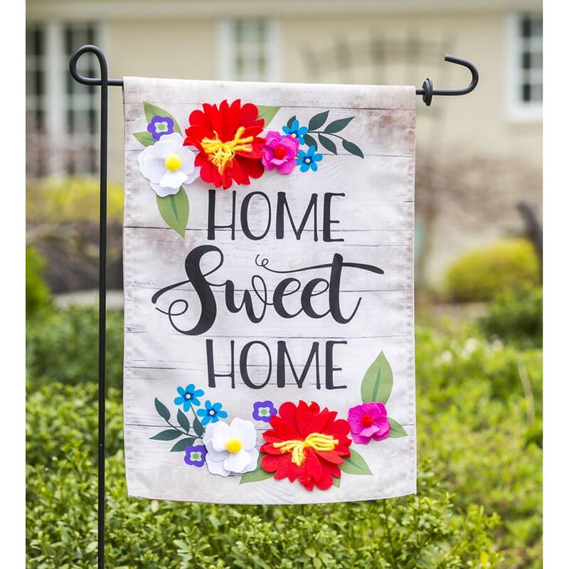 12.5 in. x 18 in. Floral Home Sweet Home Linen Garden Flag