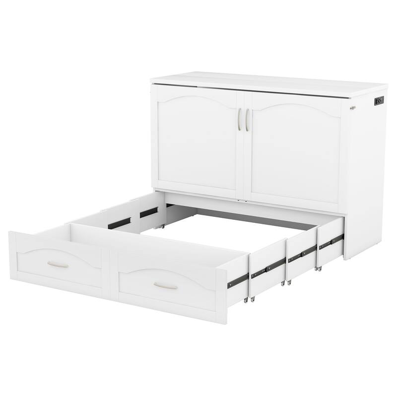 Full Size Murphy Wall Bed with drawer and Sockets and USB Ports