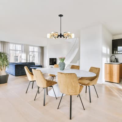Gatsby 6-Light Matte Black Mid-Century Modern Geometric Chandelier for Dining Rooms - 28