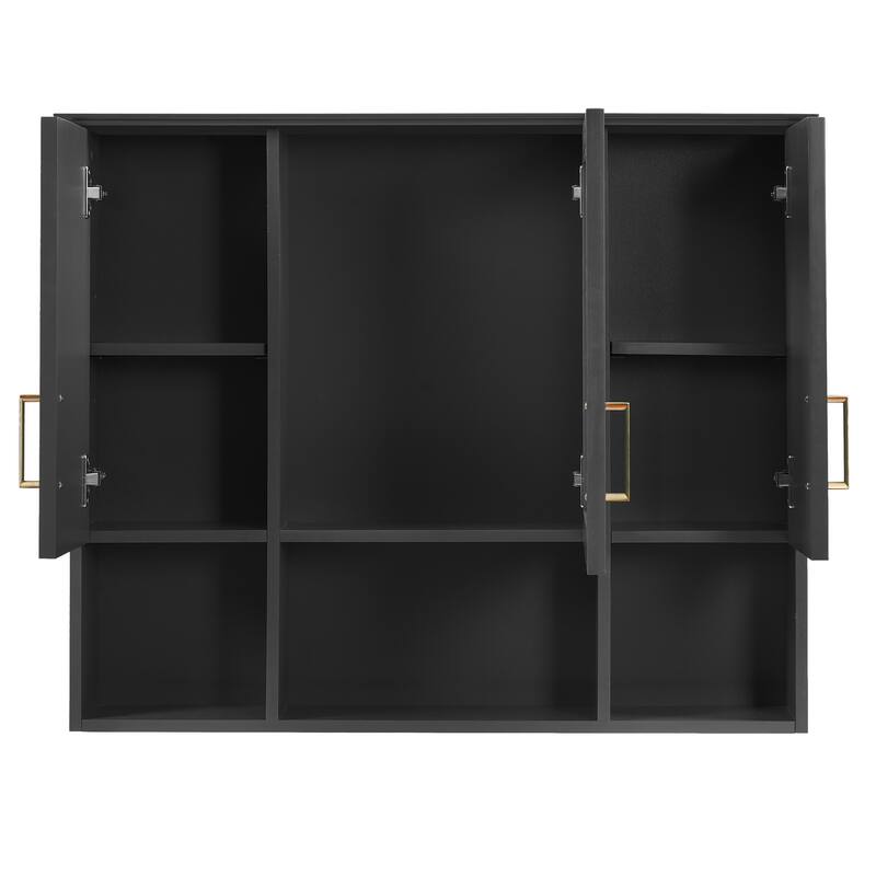 35" 2-in-1 Wall Mounted Medicine Cabinet with Adjustable Shelves & Soft Close Doors, High-Define Mirror with Storage