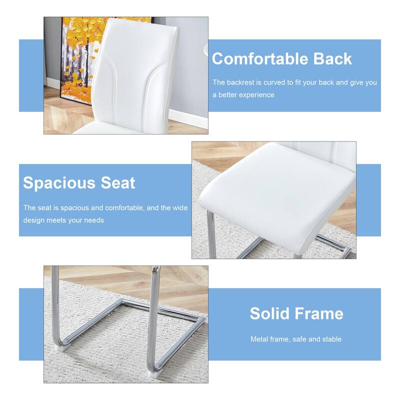 Set of 4 dining chairs, PU material high backrest seats and sturdy leg chairs, suitable for restaurants, kitchens