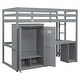 preview thumbnail 10 of 30, Twin Size Loft Bed with Wardrobe, Desk, and Storage Drawers, Modern Space-Saving Design, Solid Pine Wood Frame, Grey