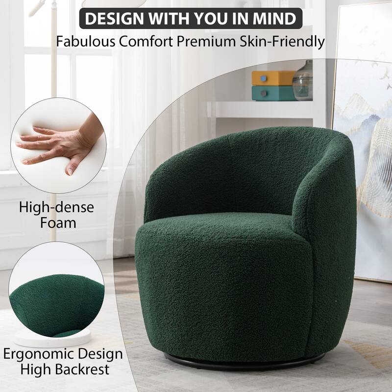 Ouyessir Modern Teddy Upholstered Swivel Barrel Chair(Set of 2)