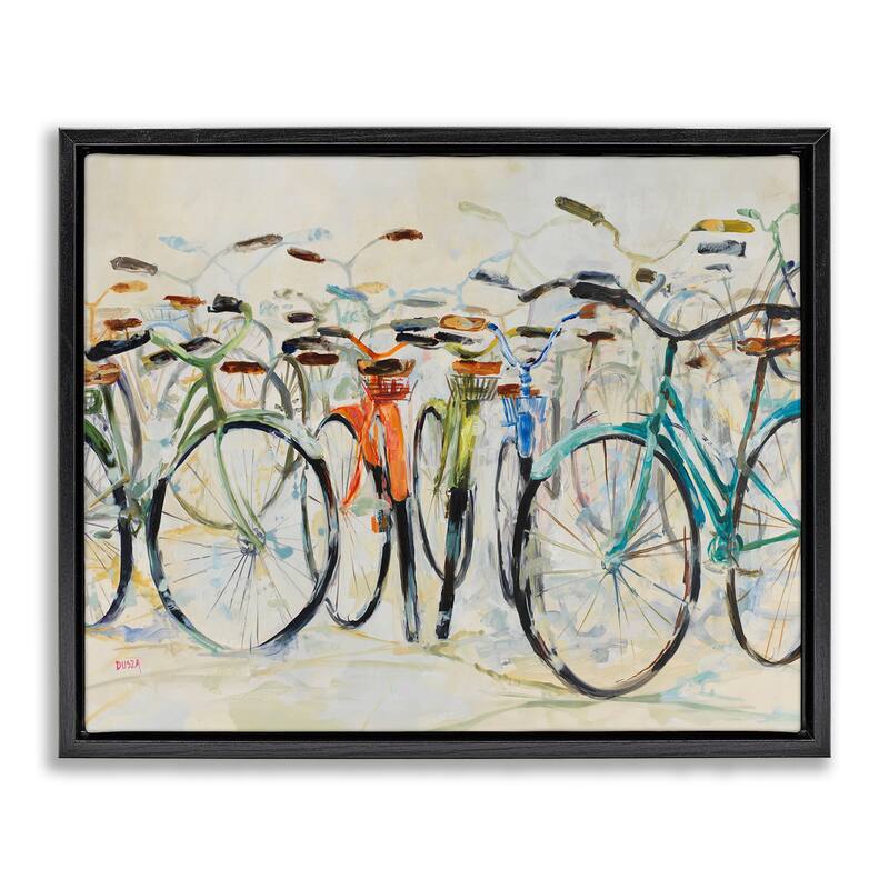 Stupell Abstract Expressive Bicycles Framed Floater Canvas Wall Art Design By Dusza - 31 x 25 - Black