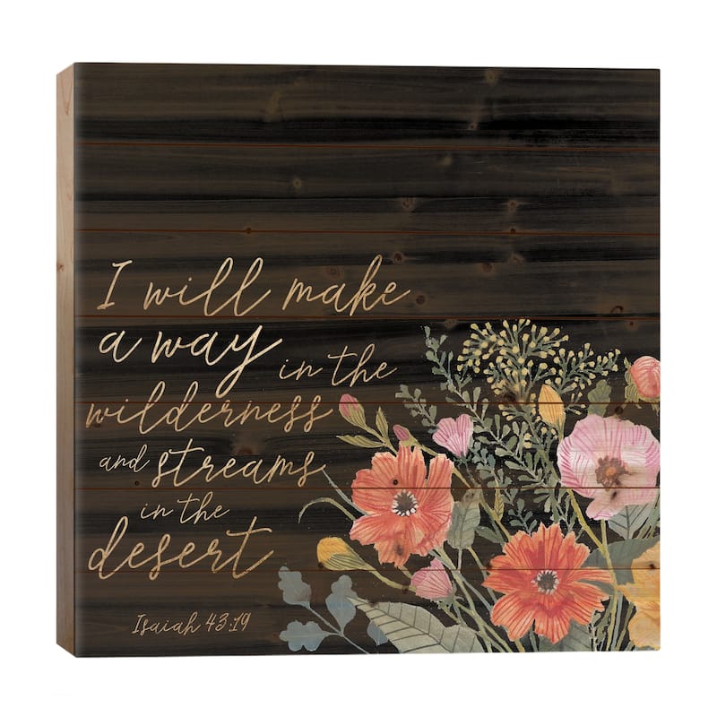 Floral Faith IV Print On Wood by Studio W - Multi-Color - 26x26x1.5