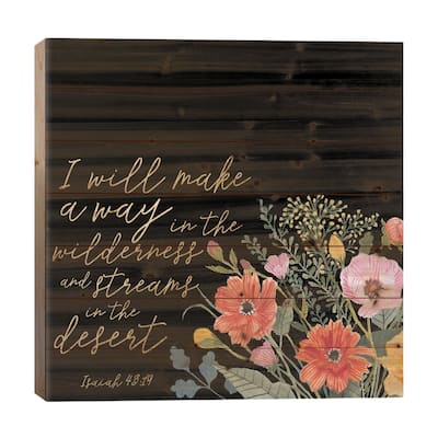 Floral Faith IV Print On Wood by Studio W - Multi-Color