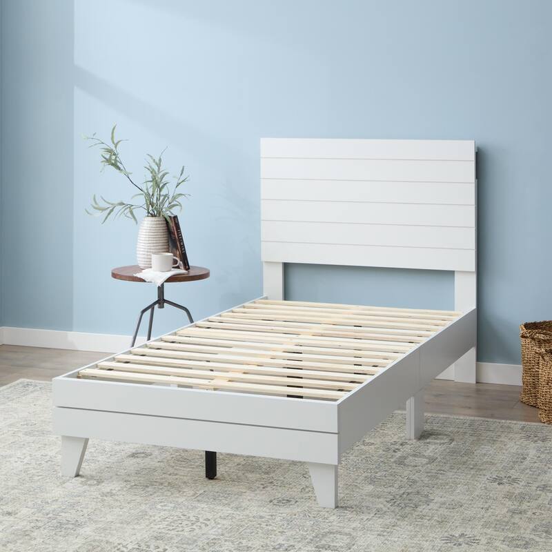 Brookside Mabel Shiplap Platform Bed Frame with Headboard