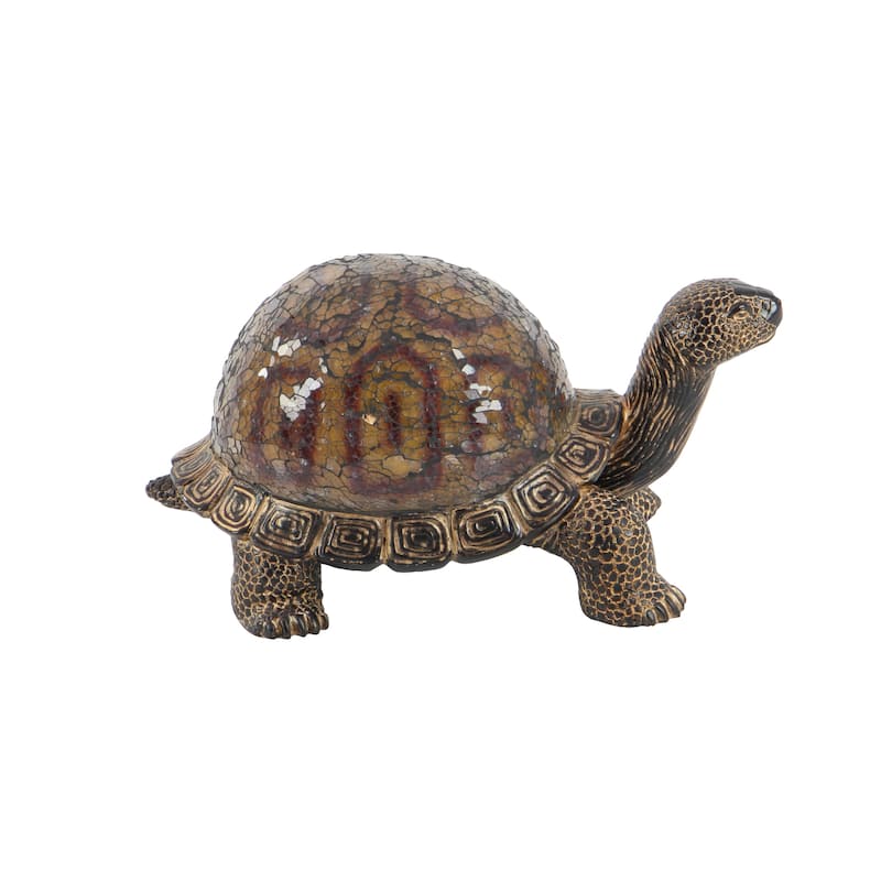 Polystone Turtle Sculpture - Brown - Roche River Decor - 6"W x 11"L x 6"H