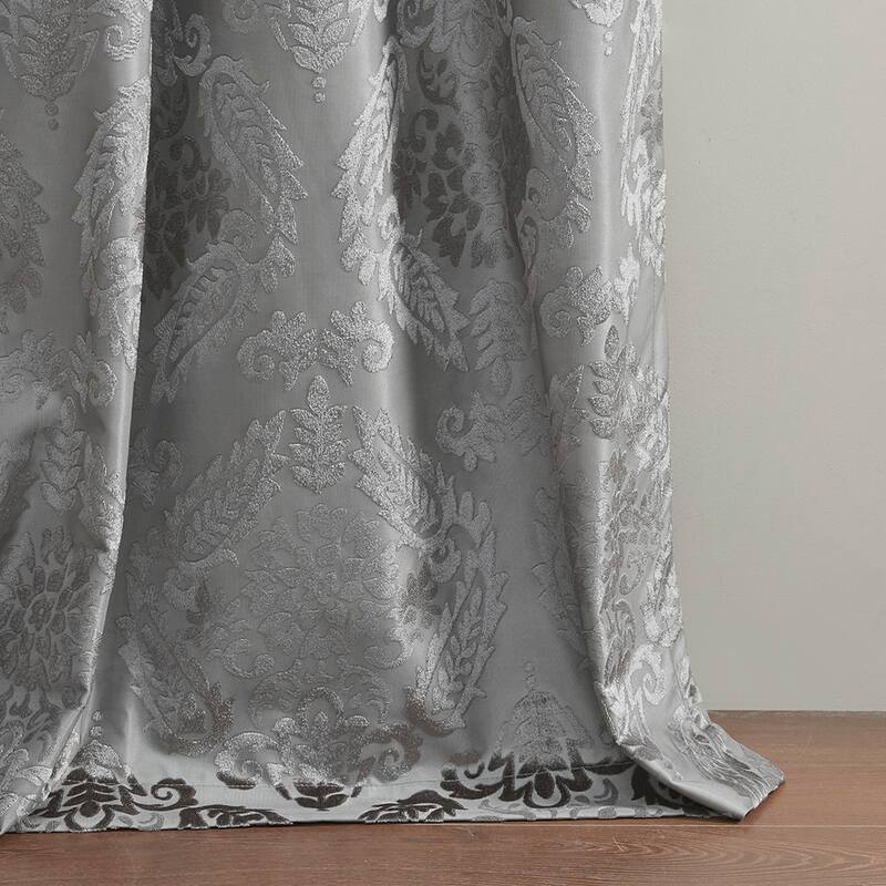 Knitted Jacquard Paisley Total Blackout Grommet Top Curtain Panel(Only 1 Pc Panel)