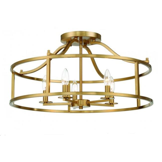 Savoy House 6-1679-5 Stockton 5 Light 24" Wide Semi-Flush Drum Ceiling - Warm Brass