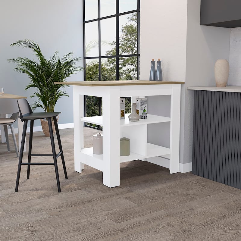 Kitchen island Shoproni, One Drawer, White Finish,High quality and durable - Cream