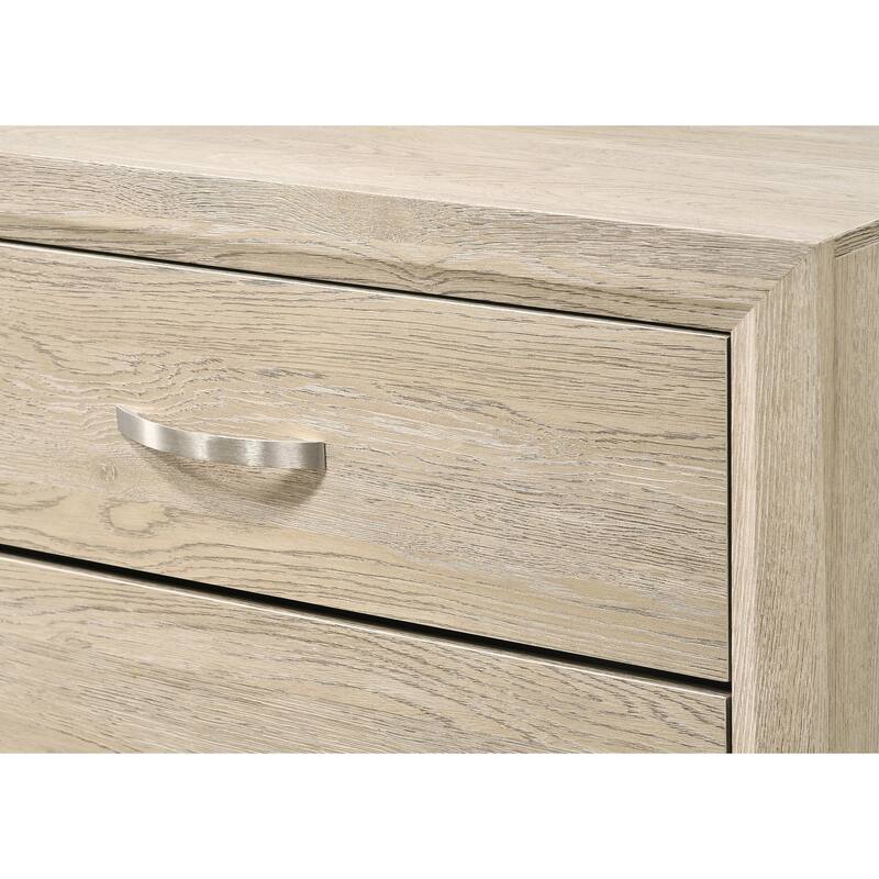 Contemporary 2-Drawer Nightstand End Table Drift Wood Two Storage Drawers Metal Handles Bedroom Living Room Wooden Furniture - Cream White