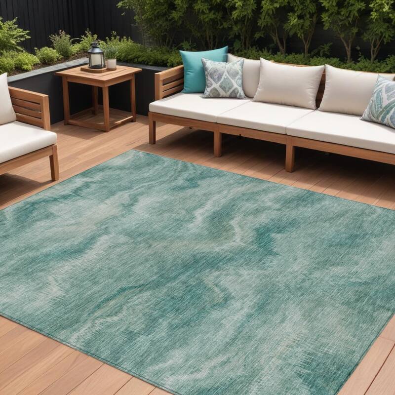 HomeRoots Abstract Transitional Rectangle Outdoor Rug - 9' X 12'