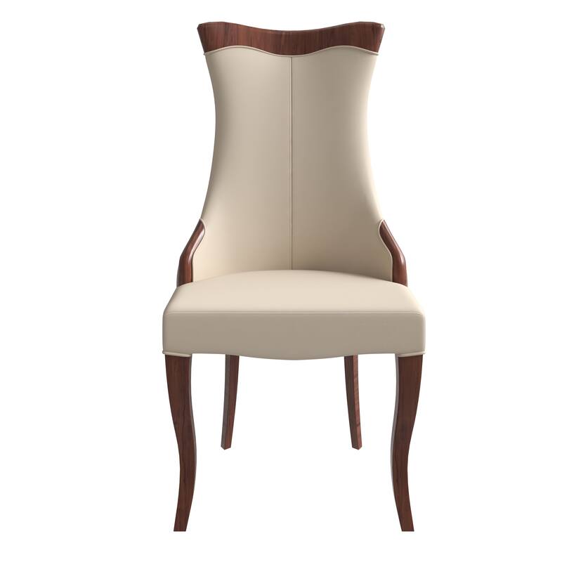 Dining Chair with Leather/Velvet Seat in Rubberwood Novara Series by LeisureMod