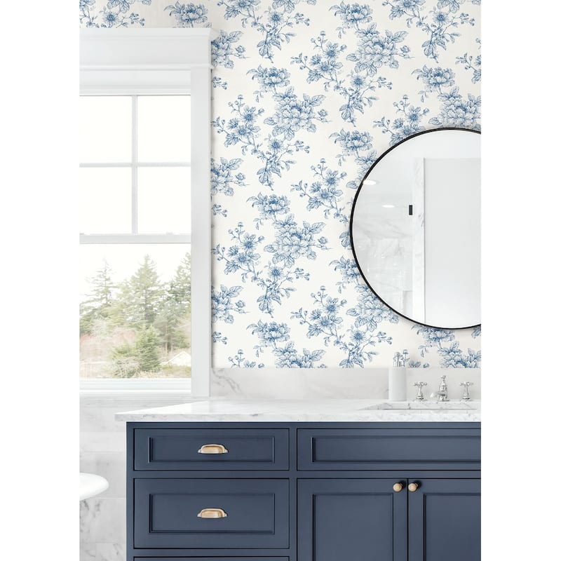 NextWall Sketched Floral Peel and Stick Wallpaper