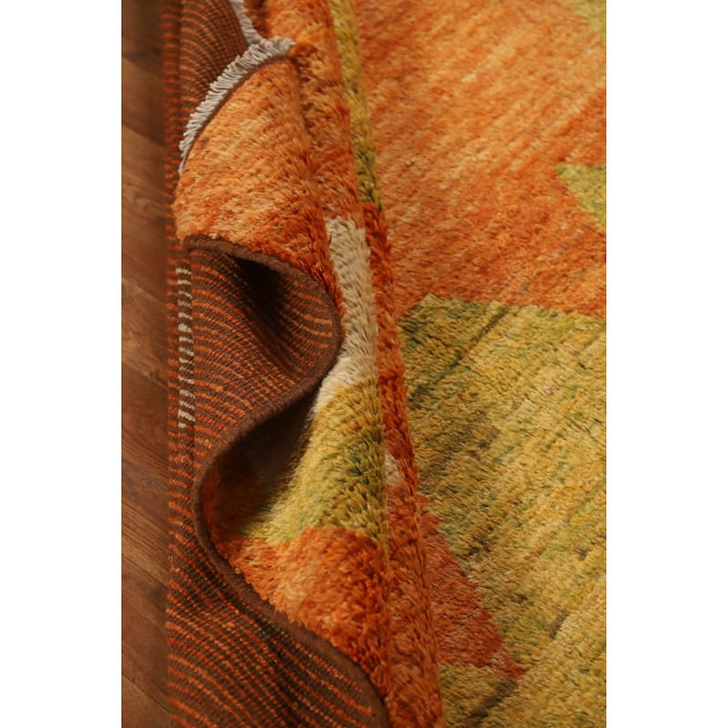 Orange Moroccan Oriental Area Rug Handmade Modern Bedroom Wool Carpet - 6'9" x 9'10"