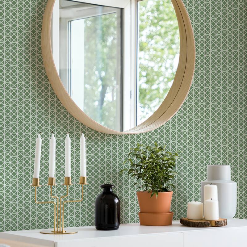 A-Street Prints Lisbeth Green Geometric Lattice Wallpaper