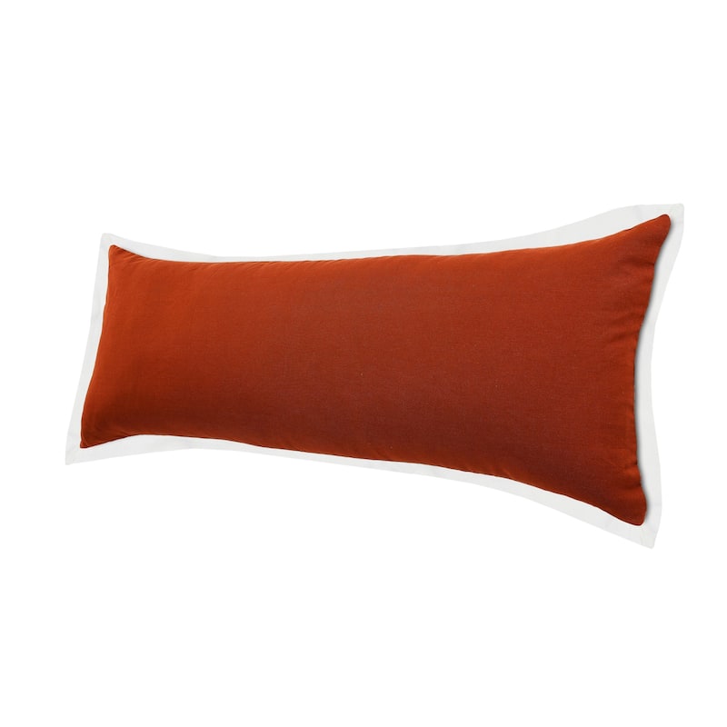 HomeRoots 14" X 36" Red And White 100% Cotton Geometric Zippered Pillow