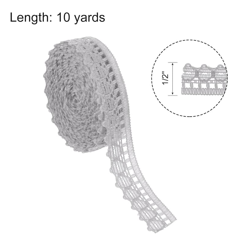 Lace Trim, 10 Yards 1/2 Inch Vintage Lace Ribbons for Wedding Headband - Gray