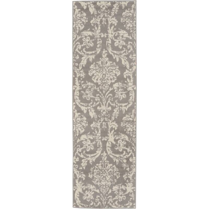 Nourison Jane Farmhouse Vintage Indoor only Damask Area Rug - 2' x 6' - Grey