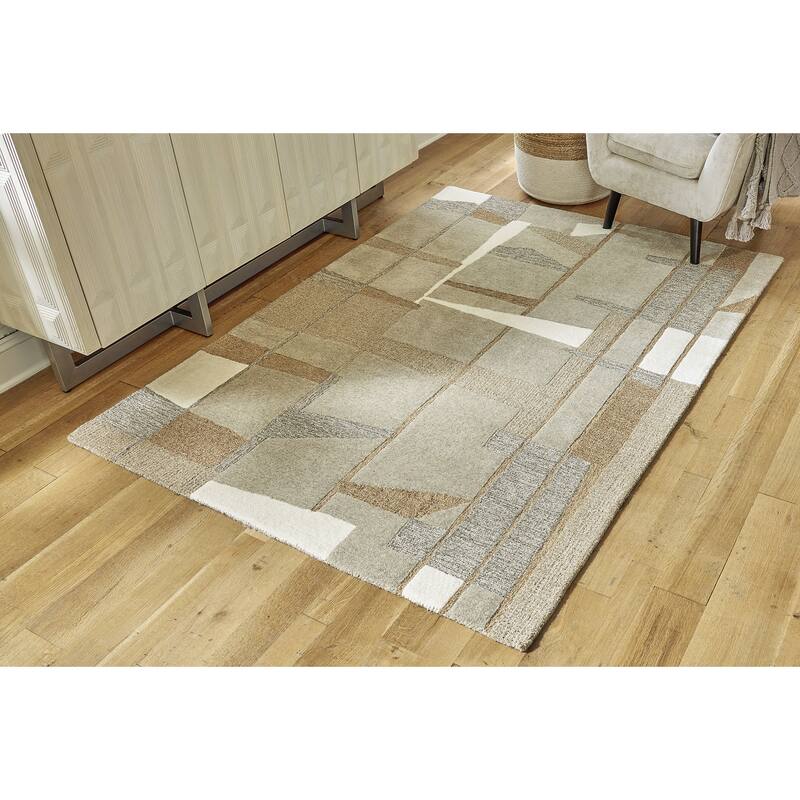 Signature Design by Ashley Abbotton Taupe/Gray/Brown Rug - 5'W x 7'D