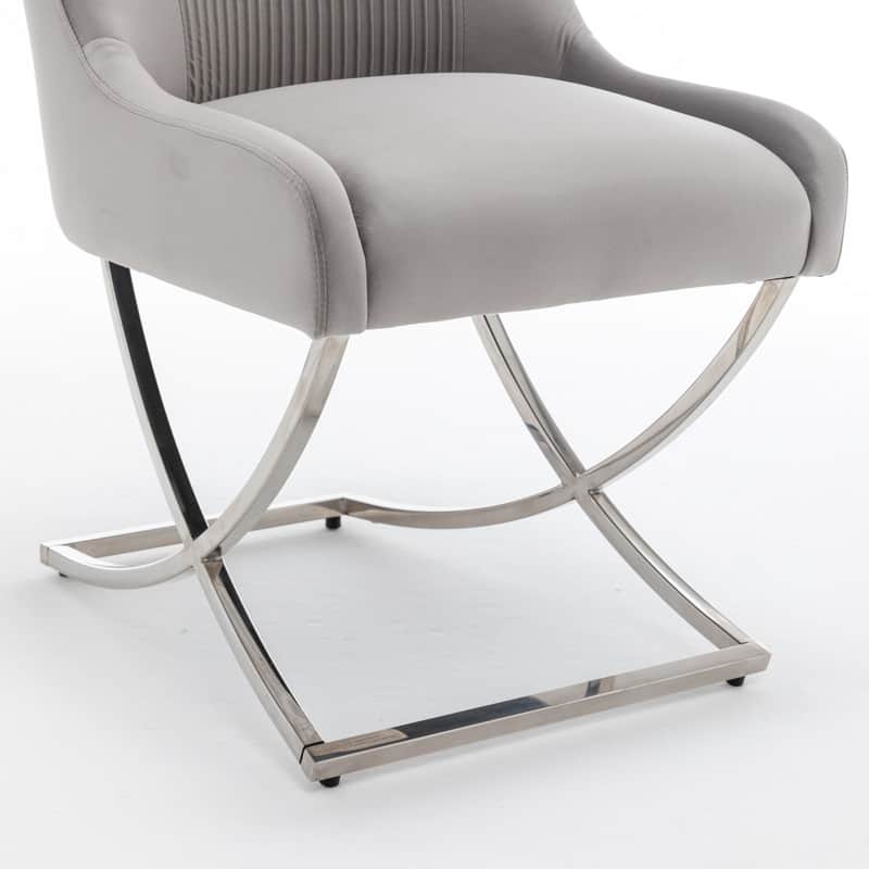 Modern Contempoary Velvet Dining Chair Set of 4 with Metal Frame Legs and Back Pull
