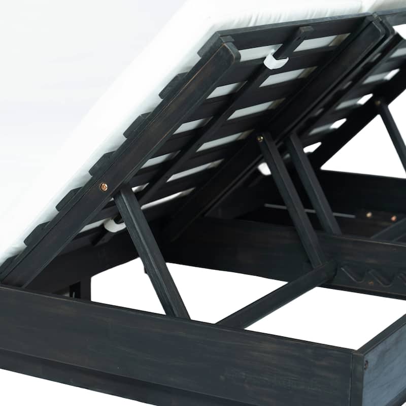 Christopher Knight Home - Xena Outdoor 1-Piece Acacia Wood Double Sunlounge with Adjustable Backrest & Removable Cushion