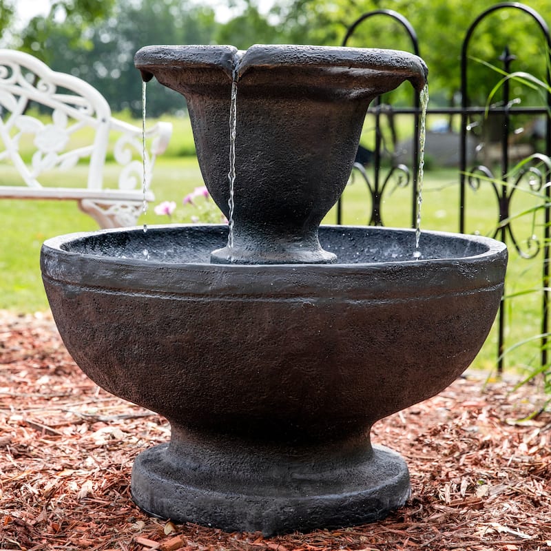 Streaming Falls 2-Tier Outdoor Water Fountain Garden Feature - 25"