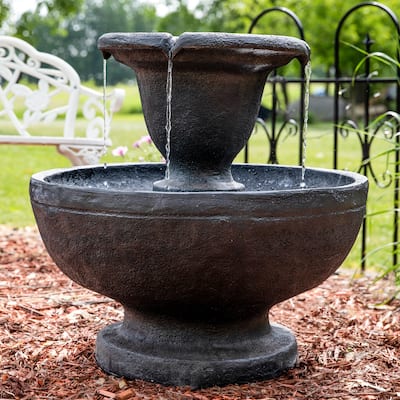 Streaming Falls 2-Tier Outdoor Water Fountain Garden Feature - 25"