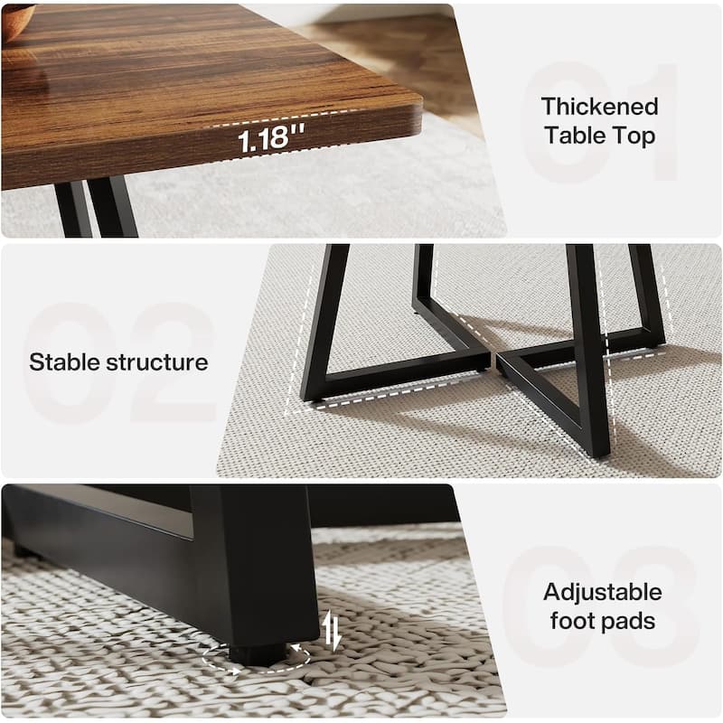 31.5" Square Conference Table Set, 63" Industrial Office Meeting Table for 4-6 People