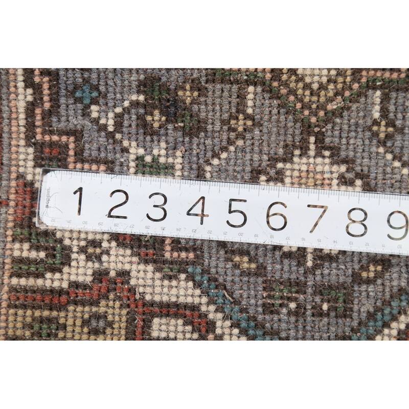 Geometric Heriz Serapi Indian Accent Rug Handmade Gray Wool Carpet - 2'0"x 3'0"