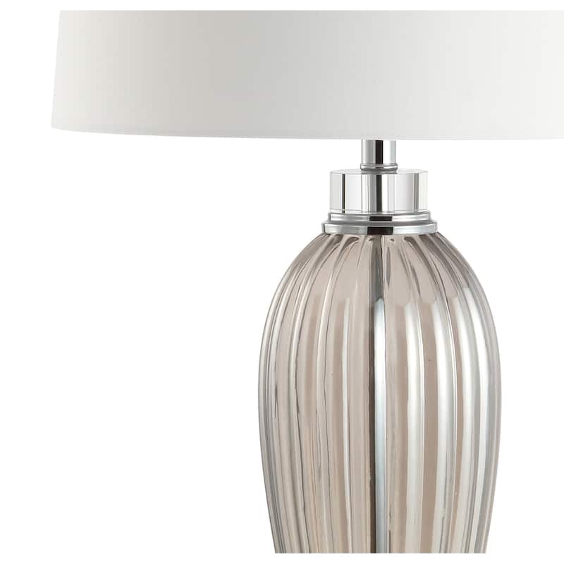 Chloe 33.5" Glass/Crystal LED Table Lamp, Smoked Grey by JONATHAN Y
