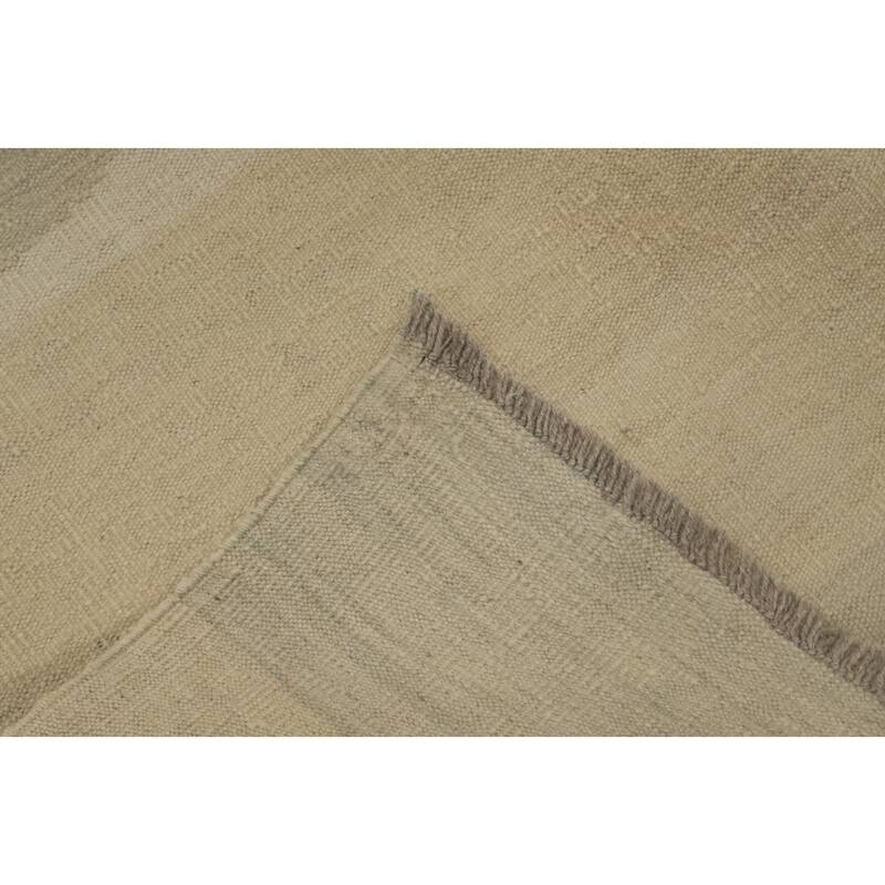 Hand Woven Oriental 100% Wool Carpet Southwestern Modern Beige & Ivories Kilim Area Rug - 8' 11'' X 5' 11''