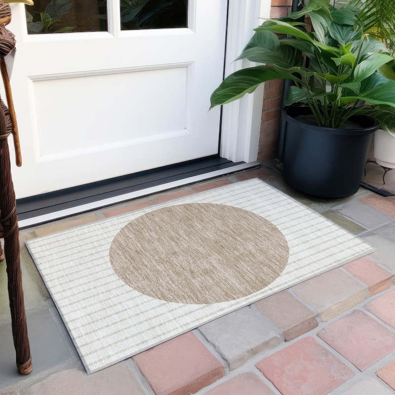 Machine Washable Indoor/ Outdoor Modern Sunrise Chantille Rug