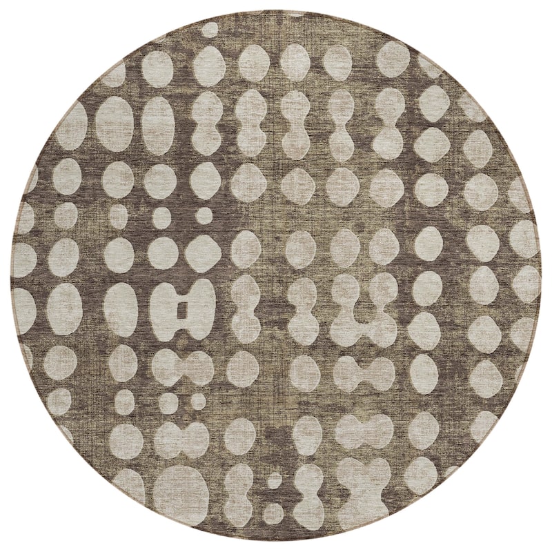 Machine Washable Indoor/ Outdoor Chantille Abstract Dots Rug