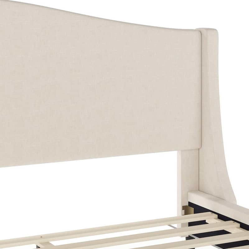 Martha Stewart Upholstered Platform Bed with Curved Headboard