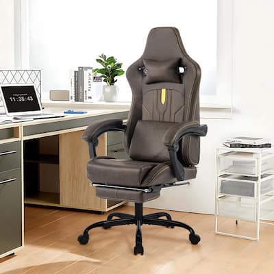Adults with Massage Lumbar Support Swivel Video Game Chair
