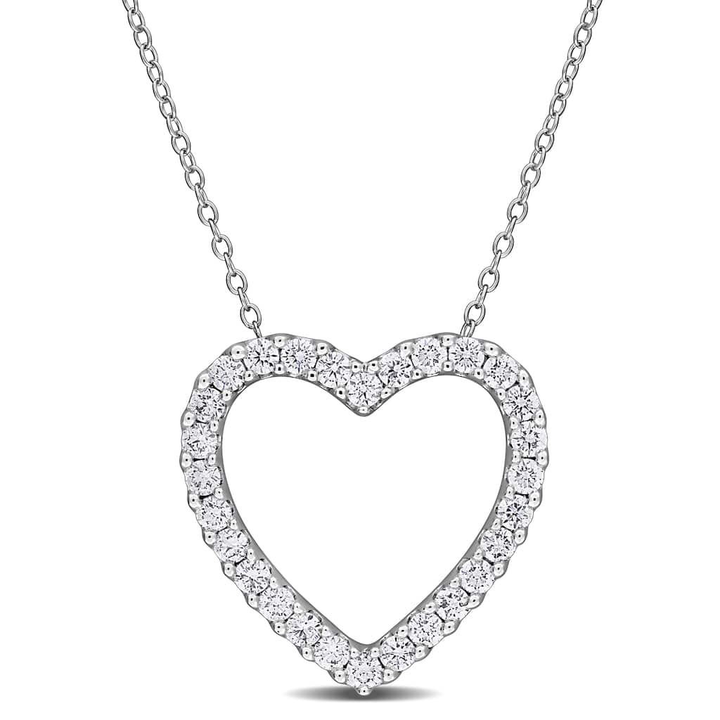 Miadora Lab-Grown Diamond Open Heart Necklace Sterling Silver