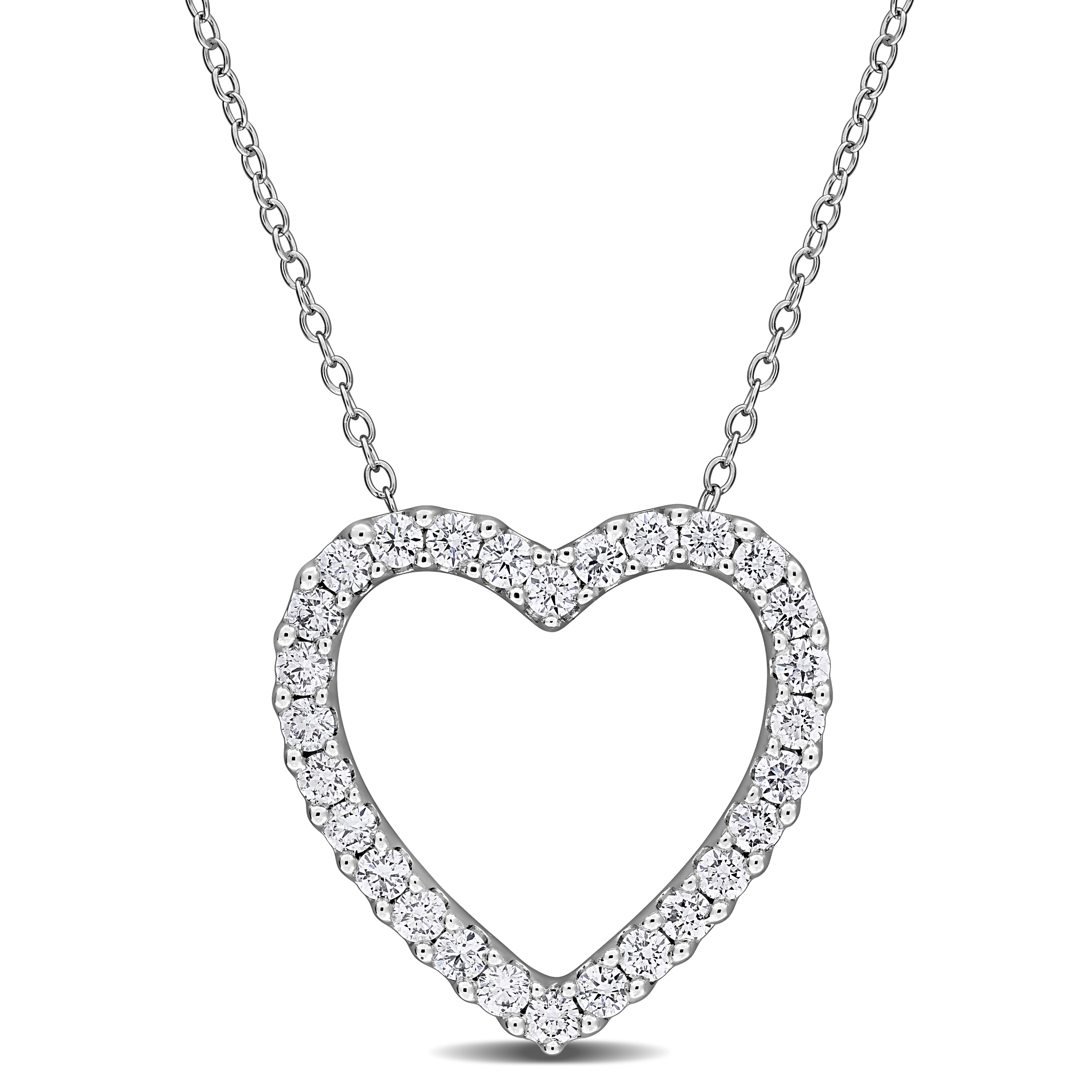 Miadora Lab-Grown Diamond Open Heart Necklace Sterling Silver