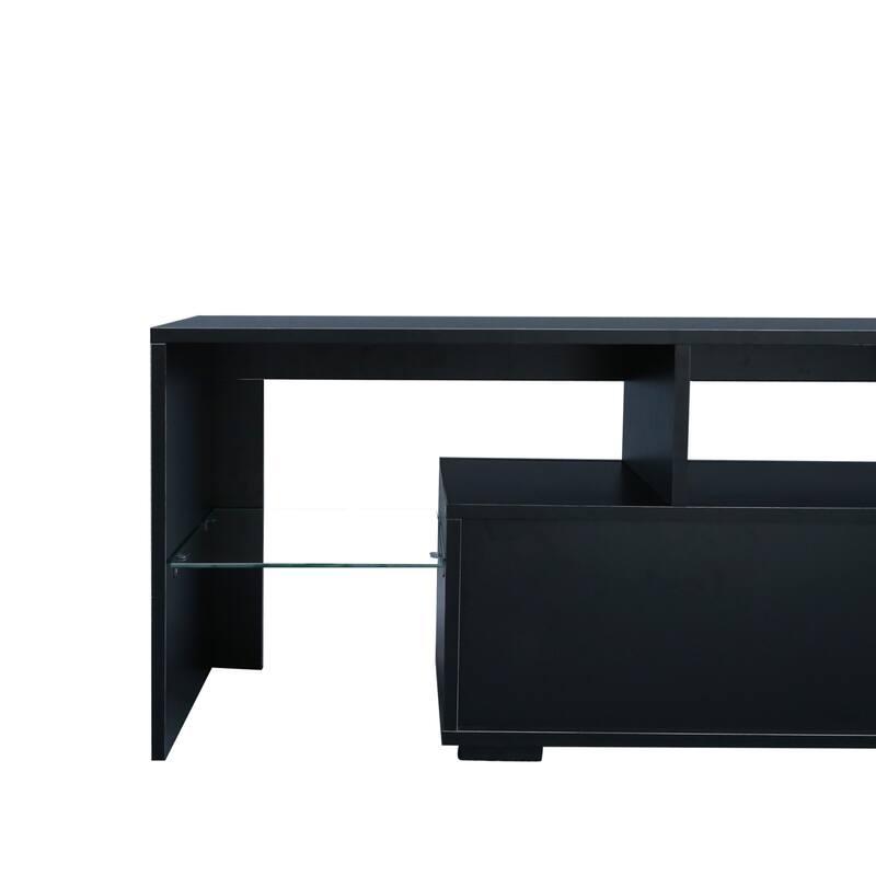 62.99" TV Stand with LED Lights, Two Drawers and Open Shelves for TVs Up to 60"