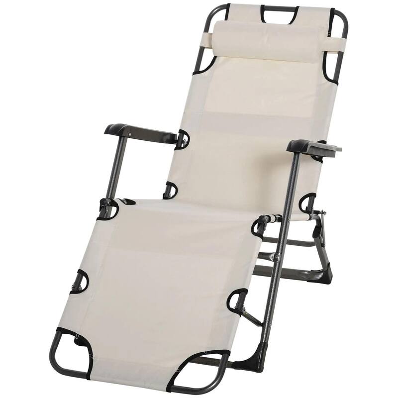 Folding Chaise Lounge Chair,2 in 1 Tanning Recliner,Pillow,Adjustable