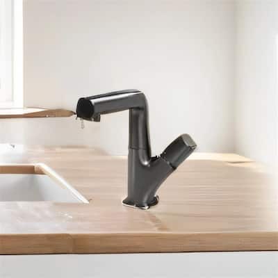 Pull-Down Design Bathroom Faucet w/ Three Water Modes,360 Swivel Spout