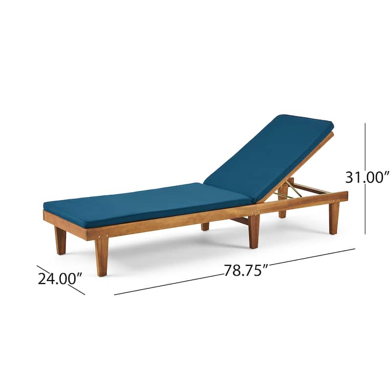 Nadine Outdoor Acacia Wood Chaise Lounge and Cushion Set by Christopher Knight Home