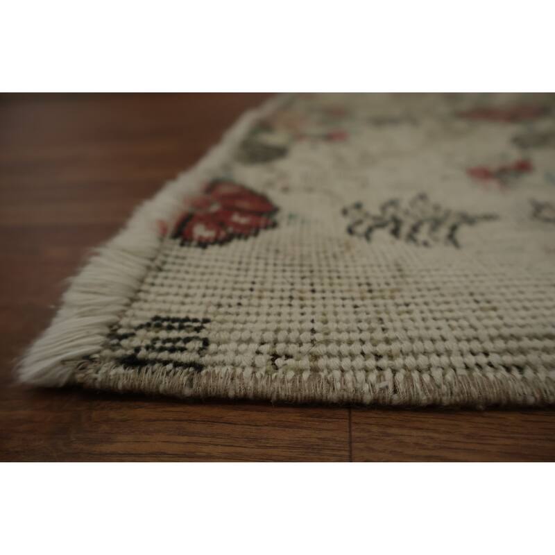 Hand Knotted Oriental 100% Wool Carpet Transitional All-Over Beige & Ivories Anatolian Area Rug - 9' 7'' X 5' 7''