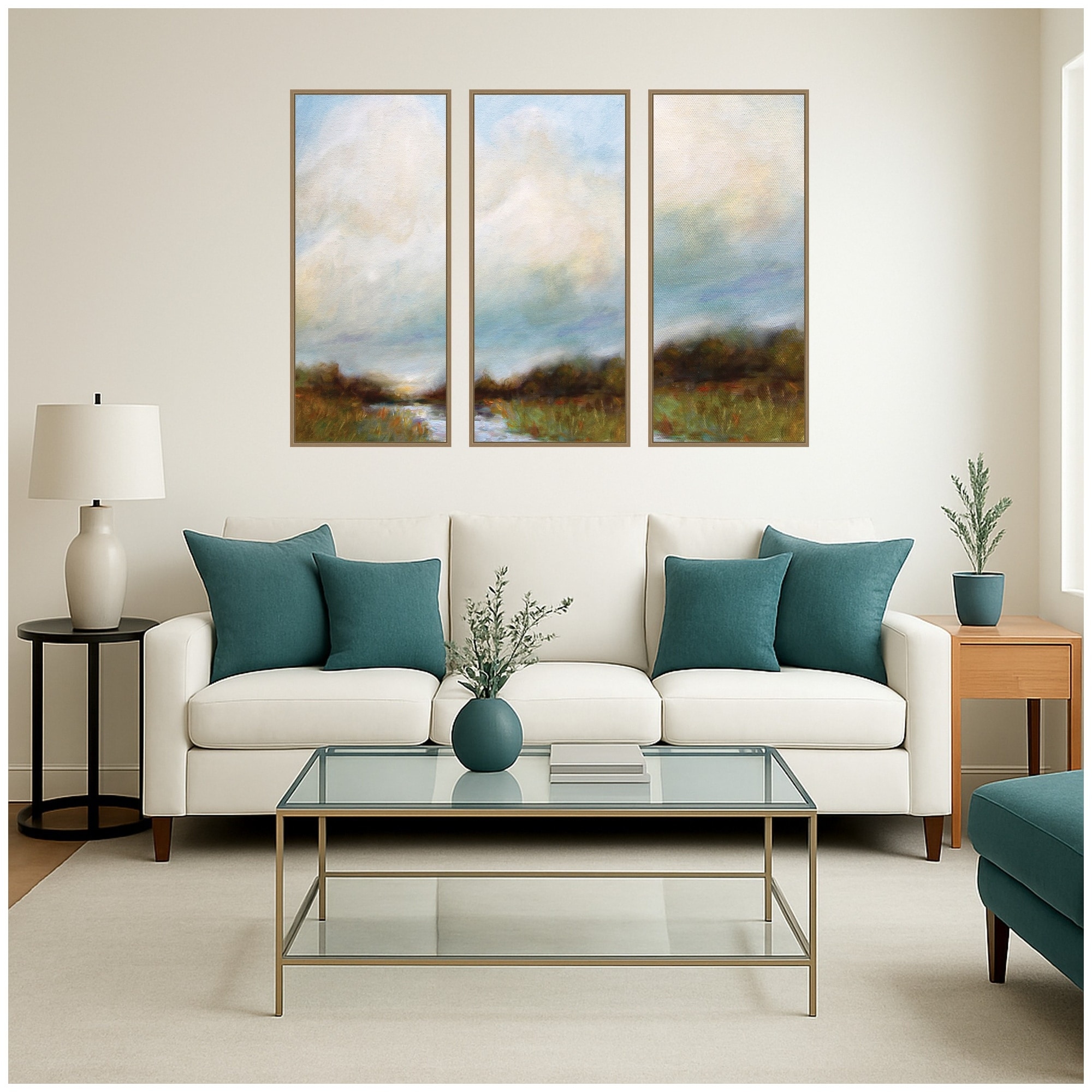Kate and Laurel Tranquility Panel 3 Piece Framed Canvas Wall Art Set by Mary Sparrow