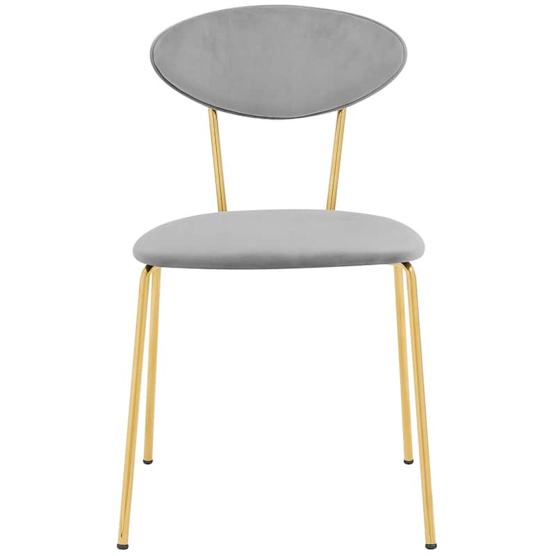 Modern Gray Velvet and Gold Metal Leg Dining Room Chairs - Set of 2