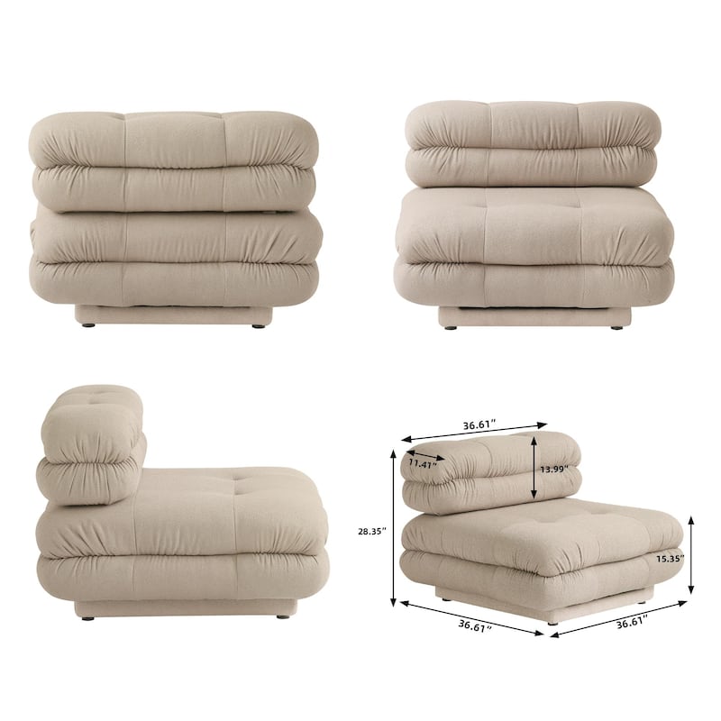 Large Modular Sectional Sofa Teddy Velvet Fabric Upholstery U-Shaped 4 Seater with 2 Ottoman